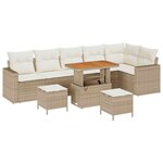 vidaXL Ensemble de canapé de jardin 9 Pièces Beige polyrotin