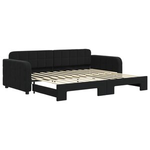 vidaXL Lit de jour avec gigogne sans matelas noir 90x200 cm