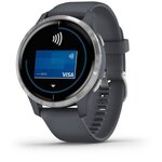 Garmin Venu - Montre connectée GPS avec écran Amoled - Silver / Bleu Granite