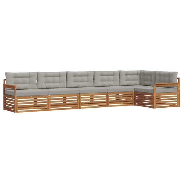 vidaXL Ensemble de canapés d'extérieur 6 Pièces Gris Naturel et Clair