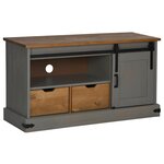 vidaXL Meuble TV HALDEN porte coulissante gris 110x40x60cm bois massif