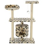 vidaXL Arbre à chat avec griffoir en sisal 95 cm Beige Motif de pattes