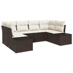 vidaXL Ensemble de canapés de jardin 6 pièces avec coussins marron en poly rotin