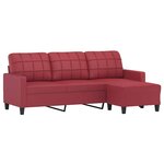 vidaXL Canapé à 3 places repose-pieds Rouge bordeaux 180 cm Similicuir