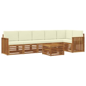 vidaXL Ensemble de canapé d'angle avec coussin 7 Pièces Naturel et Crème