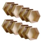 4 blocs de 3 étagères hexagonales en bois