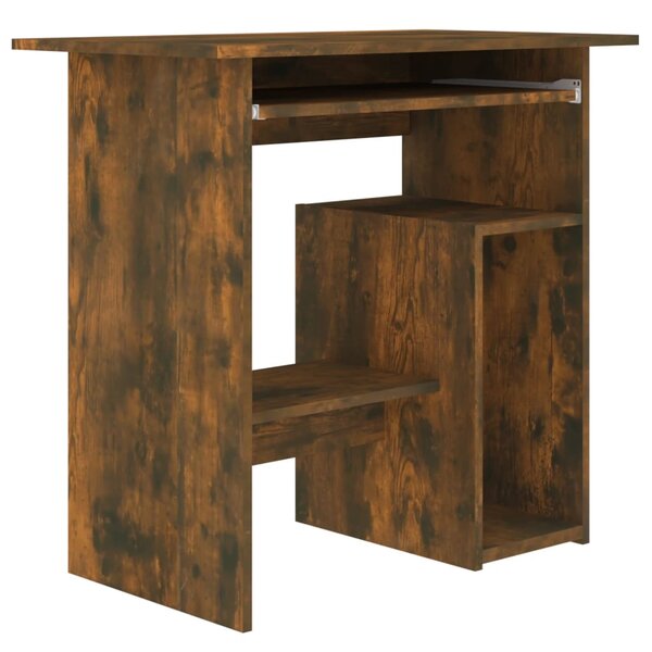 Bureau table poste de travail meuble d'ordinateur informatique étude chêne fumé 80 x 45 x 74 cm bois d'ingénierie brun 02_0023590