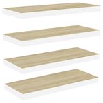 vidaXL Étagères flottantes 4 Pièces chêne et blanc 80x23 5x3 8 cm MDF