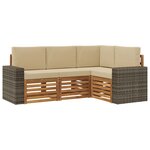 vidaXL Ensembles de canapés avec coussin 4 Pièces Bois d'Acacia Massif