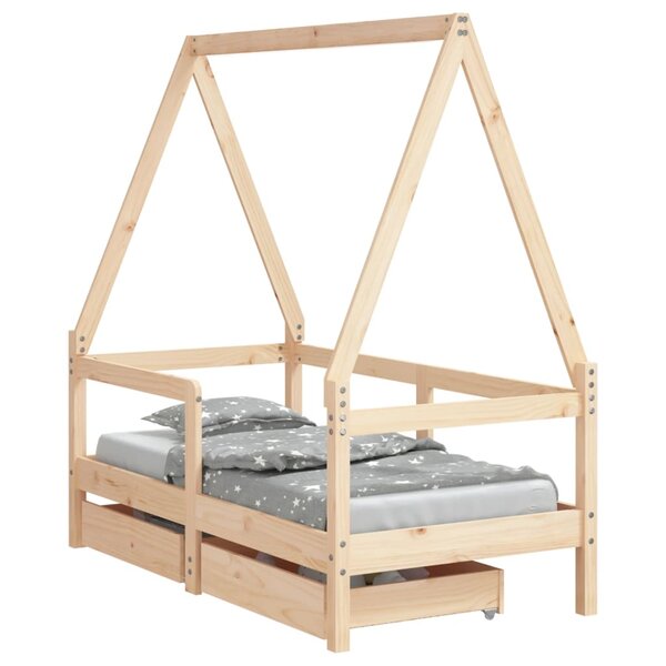 vidaXL Cadre de lit enfant avec tiroirs 70x140 cm bois de pin massif