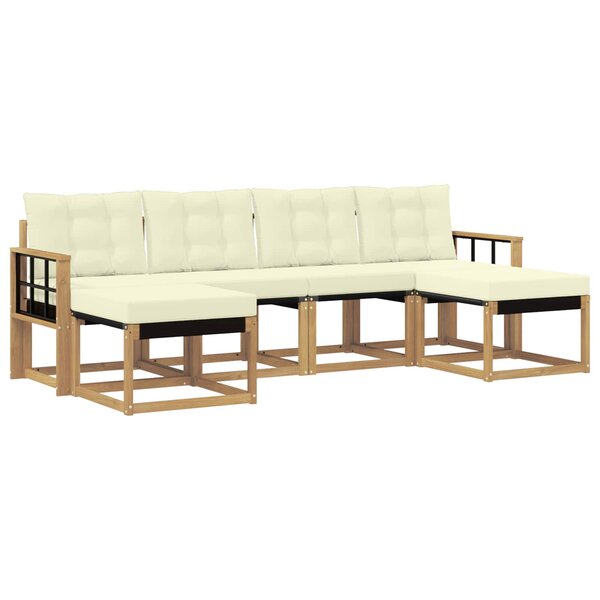 vidaXL Ensemble de canapés d'extérieur 6 Pièces Blanc et crème