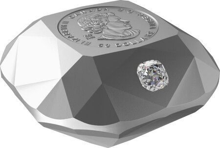 Pièce de monnaie en Argent 50 Dollars g 80 Millésime 2024 Forevermark Diamond FOREVERMARK BLACK LABEL CUSHION DIAMOND 3D