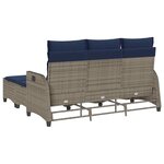 vidaXL Salon de jardin 3 Pièces avec coussins forme L gris résine tressée