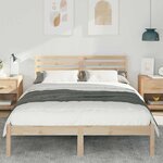 vidaXL Cadre de lit avec tête de lit Marron 140 x 210 cm Pin massif