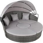 Tectake Bain de soleil rond modulable ZANZIBAR - gris