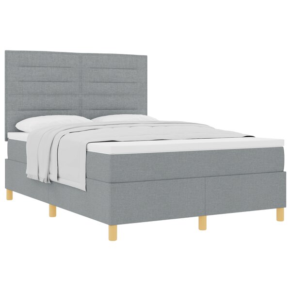 vidaXL Lit à ressorts avec matelas gris clair 140x200 cm en tissu