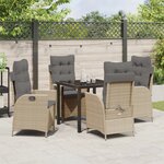vidaXL Ensemble de Dîner de Jardin 5 Pièces avec Coussins Beige Poly Rattan