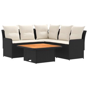 vidaXL Ensembles de meubles avec oreiller 4 Pièces Noir et Crème Rotin PE