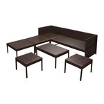 vidaXL Salon de jardin 6 Pièces avec coussins Résine tressée Marron