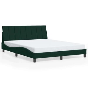 vidaXL Cadre de lit sans matelas Hanko vert foncé 160x200 cm velours