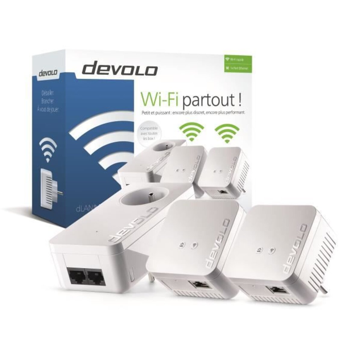 DEVOLO Kit 2 CPL Wi-Fi 550 Mbit/s + 1 CPL filaire 550 Mbit/s- Modele 9639  dLAN 550 WiFi - La Poste