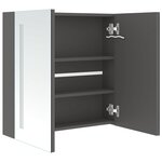 vidaXL Armoire de salle de bain à miroir LED Gris 62x14x60 cm