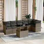 vidaXL Salon de jardin avec coussins 7 Pièces gris résine tressée
