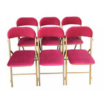Chaise pliante isabelle en velours - lot de 6 - rose - velours