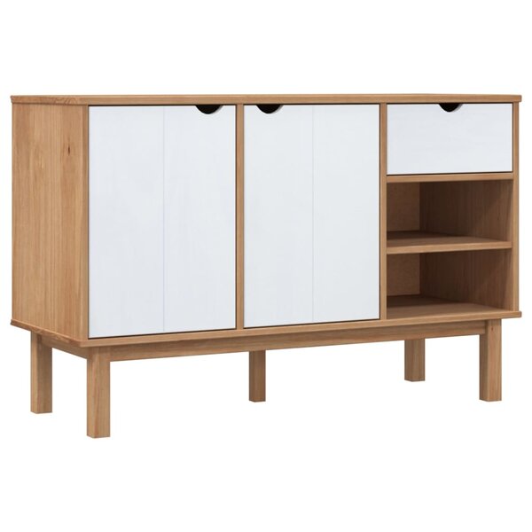 vidaXL Buffet OTTA Marron et blanc 114x43x73 5 cm Bois massif pin