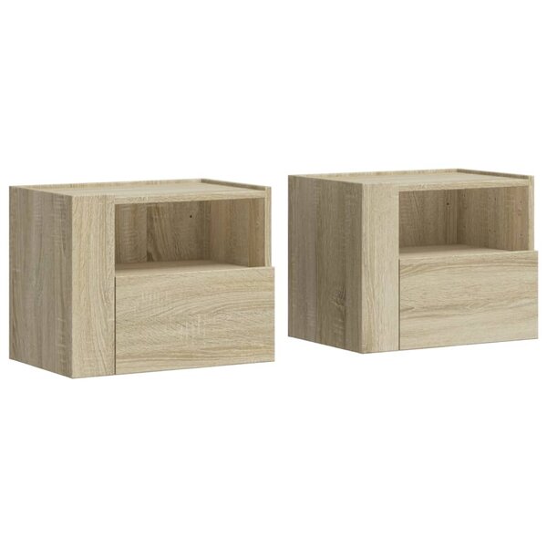 vidaXL Tables de chevet murales 2 Pièces chêne sonoma 45x30x35 cm