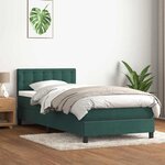 vidaXL Sommier à lattes de lit et matelas et LED vert foncé 90x210 cm velours