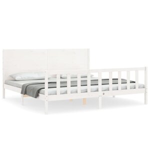 vidaXL Cadre de lit sans matelas blanc 200x200 cm bois massif de pin