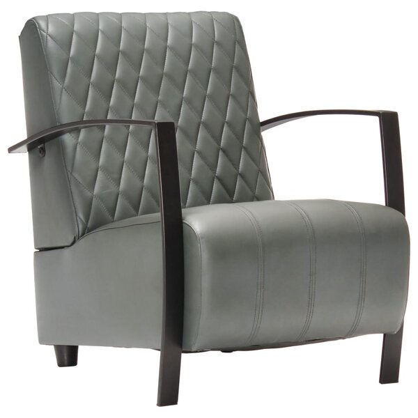 vidaXL Fauteuil Gris Cuir véritable