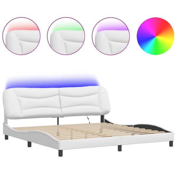 vidaXL Cadre de lit avec LED sans matelas Hvar blanc 200x200 cm