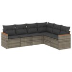 vidaXL Salon de jardin 6 Pièces avec coussins gris résine tressée