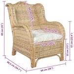 vidaXL Canapé avec coussin Rotin naturel et lin
