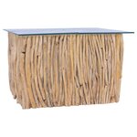 vidaXL Table basse avec dessus en verre 66x66x40cm Bois de teck massif