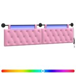 vidaXL Tête de lit suspendue Avec lumière LED Rose Tissu