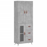 vidaXL Buffet haut Gris béton 69 5x34x180 cm Bois d'ingénierie