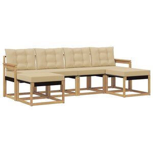 vidaXL Ensemble de canapés d'extérieur 6 Pièces Blanc et Beige
