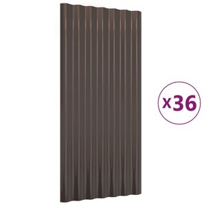vidaXL Panneaux de toiture 36 Pièces Acier enduit de poudre Brun 80x36 cm