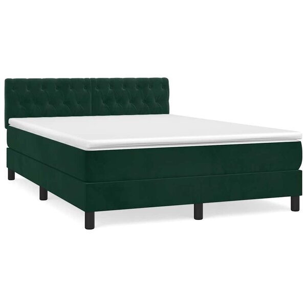vidaXL Sommier à lattes de lit et matelas Vert foncé 140x190cm Velours