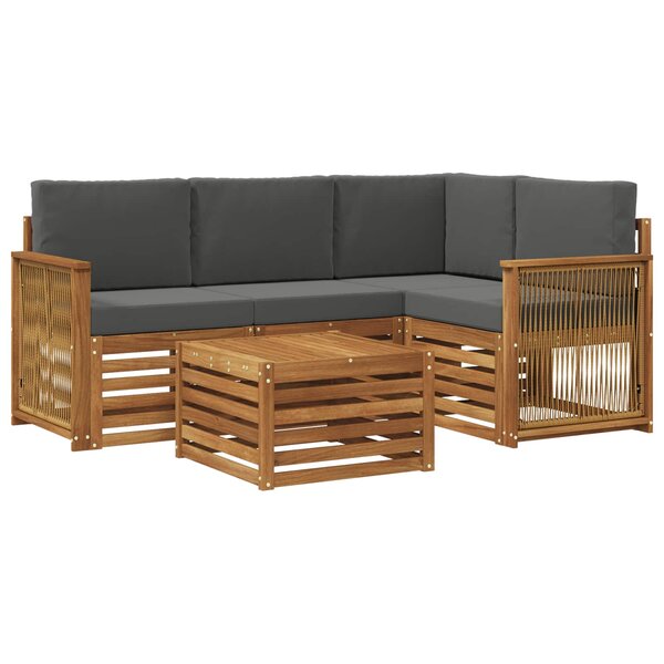 vidaXL Ensemble de canapés d'extérieur 5 pc Naturel et Anthracite