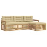 vidaXL Ensemble de canapés d'extérieur 4 pc Blanc et Beige Polyester
