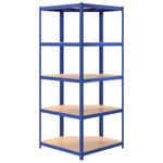 vidaXL Étagère d'angle à 5 niveaux Bleu Acier et bois d'ingénierie