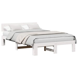vidaXL Cadre de lit avec tête de lit Blanc 120 x 190 cm Pin massif