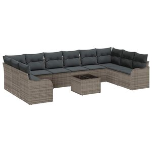vidaXL Ensemble de canapé de jardin Gris 55 x 55 x 37 cm polyrotin