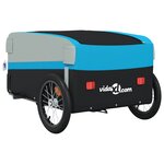 vidaXL Remorque de vélo noir et bleu 45 kg fer