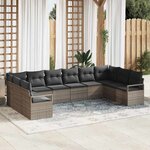 vidaXL Ensemble de canapé de jardin avec coussin 10 Pièces Gris