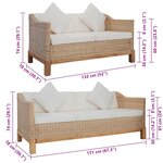 vidaXL Ensemble de canapés 2 Pièces avec coussins rotin naturel
